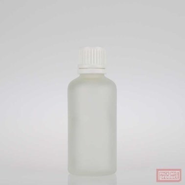 50ml Frosted Glass Pharmacy Bottle with White Tamper Cap