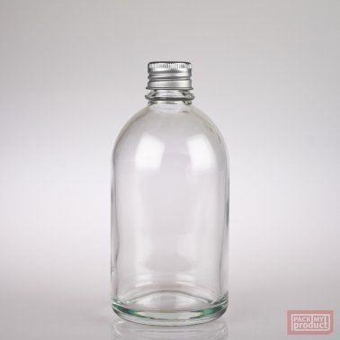 French Pharmacy Bottle Clear Glass with Aluminium Wadded Cap