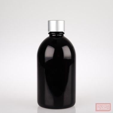 French Pharmacy Bottle Gloss Black with Matt Silver Wadded Cap