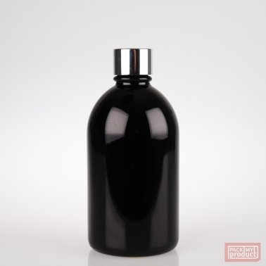 French Pharmacy Bottle Gloss Black with Shiny Silver Wadded Cap
