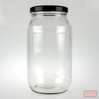 2000ml Glass Food Jar with 100mm Black Metal Twist Cap