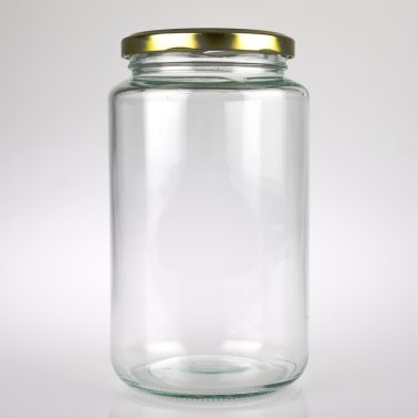 1000ml Clear Glass Squat Food Jar with 82mm Gold Twist Cap