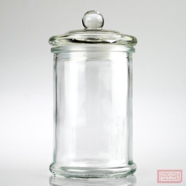 Antique French Apothecary Glass Jar 14.7cm high (jar and lid)