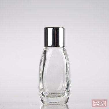 10ml Clear Glass Oval Perfume Bottle with Shiny Silver Wadded Cap