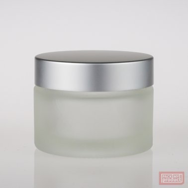 50ml Frosted Glass Cosmetic Jar with Matt Silver Cap