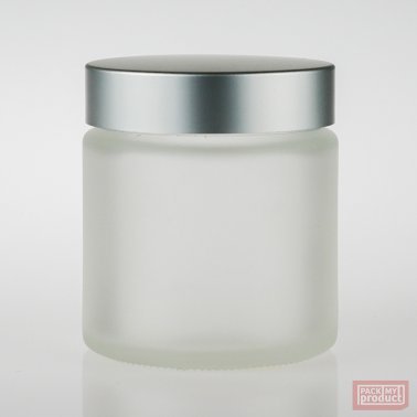 100ml Frosted Glass Cosmetic Jar with Matt Silver Cap