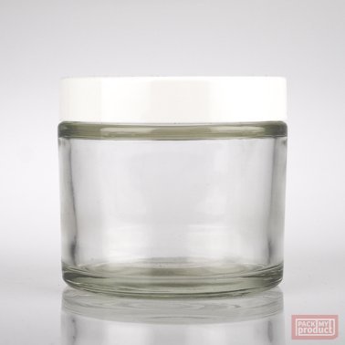 250ml Clear Glass Jar with White Wadded Cap