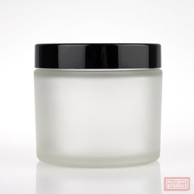250ml Frosted Glass Jar with Black Wadded Cap