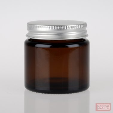 50ml Round Jar Amber Glass with Aluminium Wadded Cap