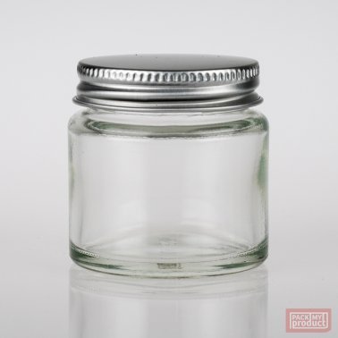 50ml Round Jar Clear Glass with Aluminium Wadded Cap