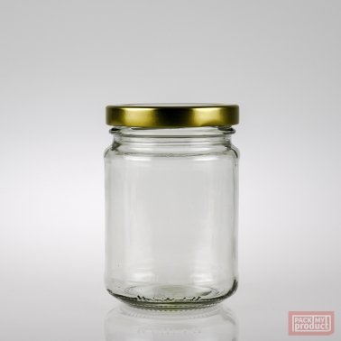 250ml Clear Glass Food Jar with 63mm Gold Twist Cap