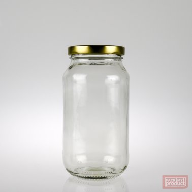 500ml Clear Glass Food Jar with 63mm Gold Twist Cap