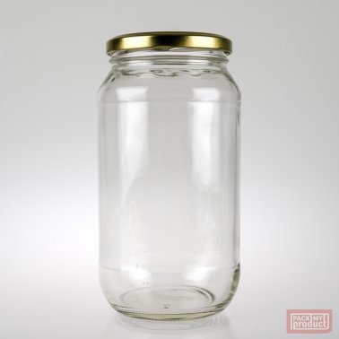 1000ml Clear Glass Food Jar with 82mm Gold Twist Cap