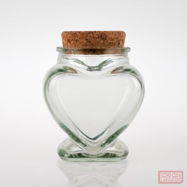 110ml Heart Jar Clear Glass with Cork