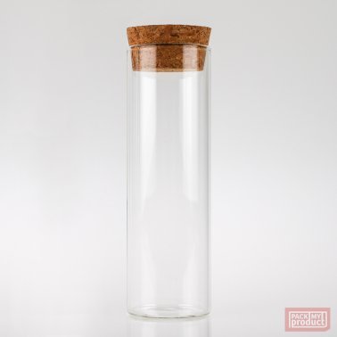 120ml Tube Bottle Clear Glass with Cork Stopper