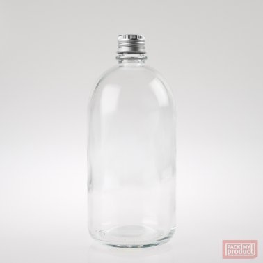 500ml Clear Glass French Pharmacy Bottle with Aluminium Cap