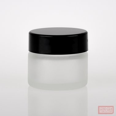 15ml Frosted Glass Jar with Black Cap