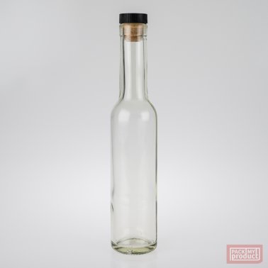 200ml Tall Round Clear Glass Bottle with Long Neck and Bartop Stopper