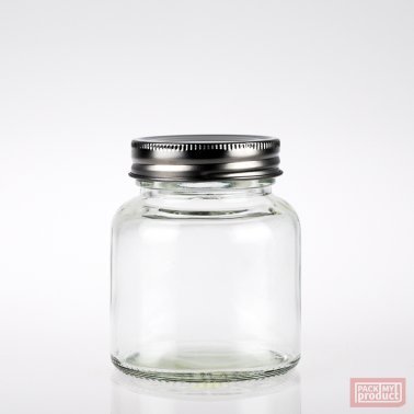 150ml Party Jar Clear Glass with Wadded Metal Screw Cap