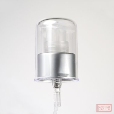 24/410 Matt Silver Lotion Pump with Clear Plastic Overcap (JS0003LPMS)