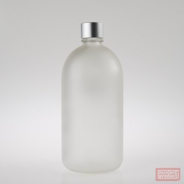 500ml Frosted Glass French Pharmacy Bottle with Matt Silver Cap