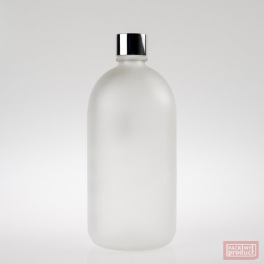 500ml Frosted Glass French Pharmacy Bottle with Shiny Silver Cap