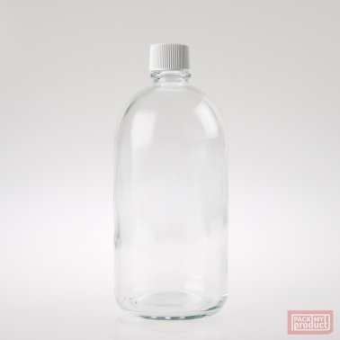 500ml Clear Glass French Pharmacy Bottle with White Cap
