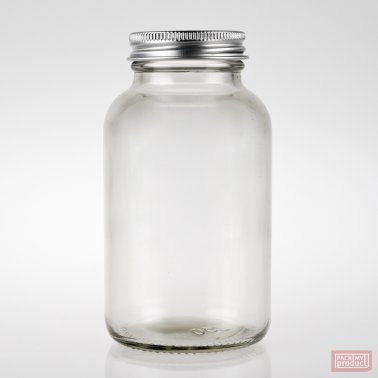 250ml Health Food Jar Clear Glass with Aluminum Cap