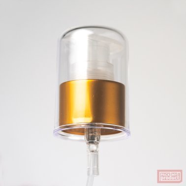 24/410 Matt Gold Lotion Pump with Clear Plastic Overcap (JS0003LPMG)