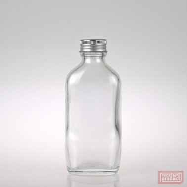 100ml Flat Oval Clear Glass Bottle with Aluminium Wadded Cap