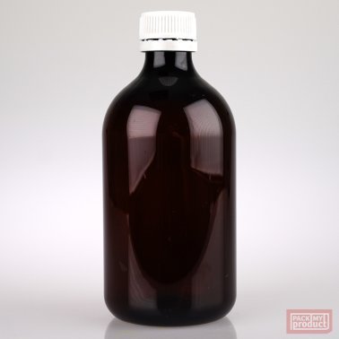 500ml Amber PET Plastic Bottle with White Tamper Cap