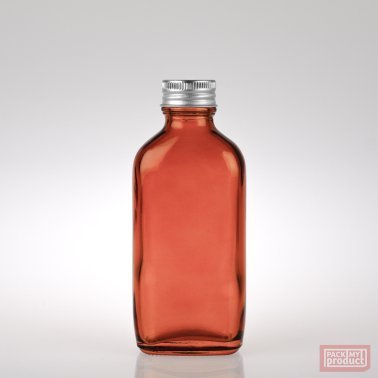 100ml Flat Oval Bottle Amber Coloured Glass with Aluminium Wadded Cap