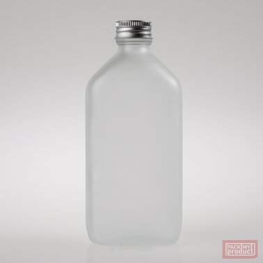 200ml Flat Oval Bottle Frosted Glass with Aluminium Wadded Cap