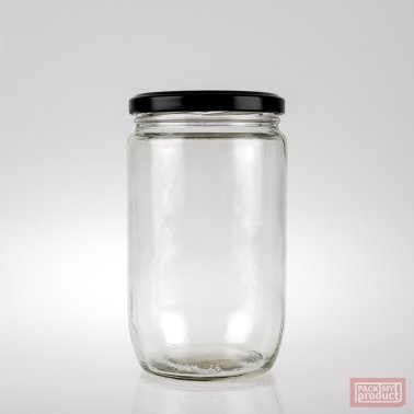 720ml Clear Glass Food Jar with 82mm Black Twist Cap