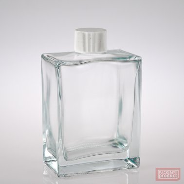 200ml Clear Glass Rectangular Bottle with White Wadded Cap