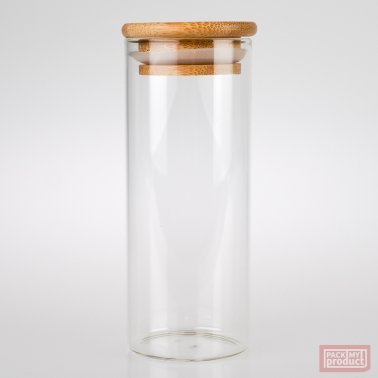 175ml Tube Spice Jar Clear Glass with Bamboo and Silicon Lid