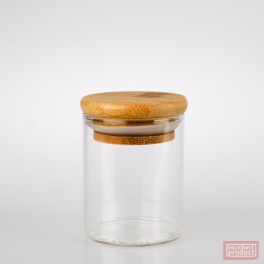 75ml Tube Spice Jar Clear Glass with Bamboo and Silicon Lid