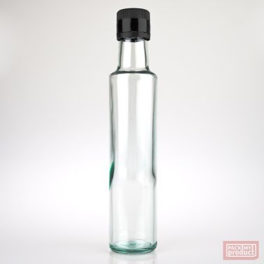 250ml Dorica Bottle Clear Glass with Black Pourer Cap