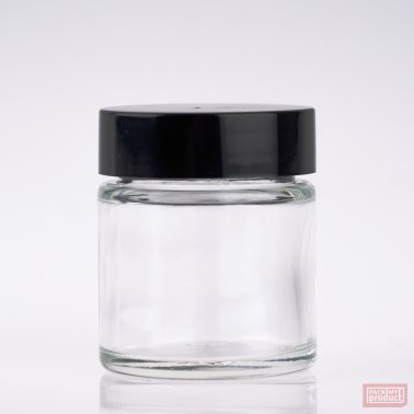 30ml Clear Glass Jar with Black Wadded Cap