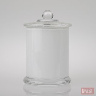 French Small Metro Jar Gloss White Inside, with Clear Base & Lid