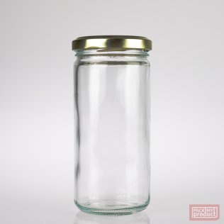 240ml Paragon Clear Glass Food Jar with 58mm Gold Twist Cap