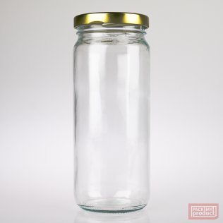 480ml Clear Glass Food Jar with 63mm Gold Twist Cap