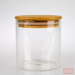 500ml Tube Spice Jar Clear Glass with Bamboo and Silicon Lid