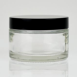 150ml Clear Glass Jar with Black Wadded Cap