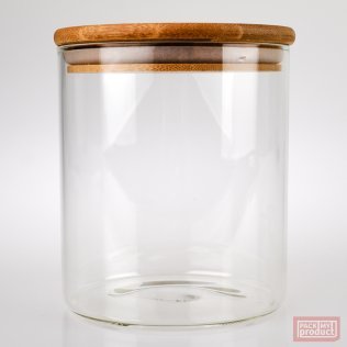 1000ml Tube Spice Jar Clear Glass with Bamboo and Silicon Lid