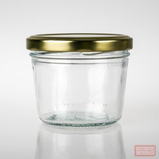230ml Taper Clear Glass Food Jar with 82mm Gold Twist Cap