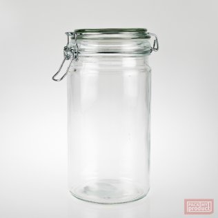 1070ml Redondo Round Clear Glass Clip Top Jar with Clear Silicone Seal