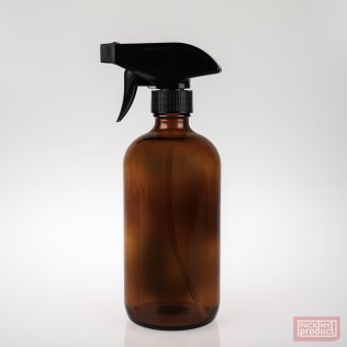 500ml Amber Glass Boston Bottle with Black Trigger Spray