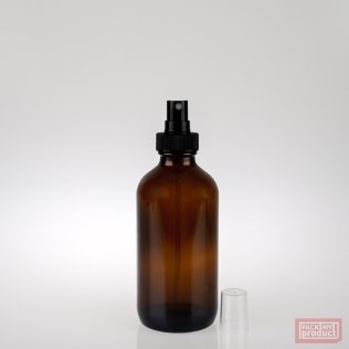 250ml Amber Glass Boston Bottle with Black Atomiser