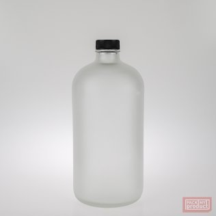 1000ml Frosted Glass Boston Bottle with Black Cap